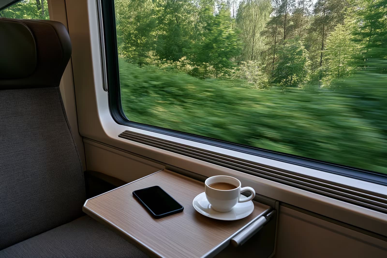 Ein ICE-Hochgeschwindigkeitszug der Deutschen Bahn wartet morgens auf einem Bahnsteig in Deutschland.